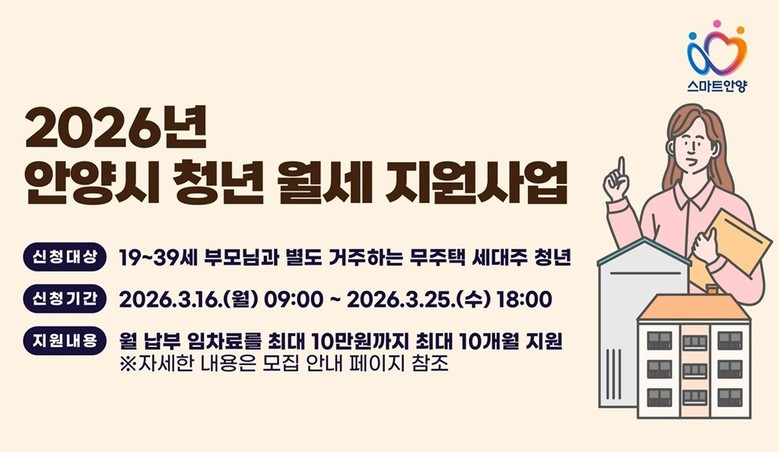 안양시, ‘청년 월세 지원’ 지급 대...